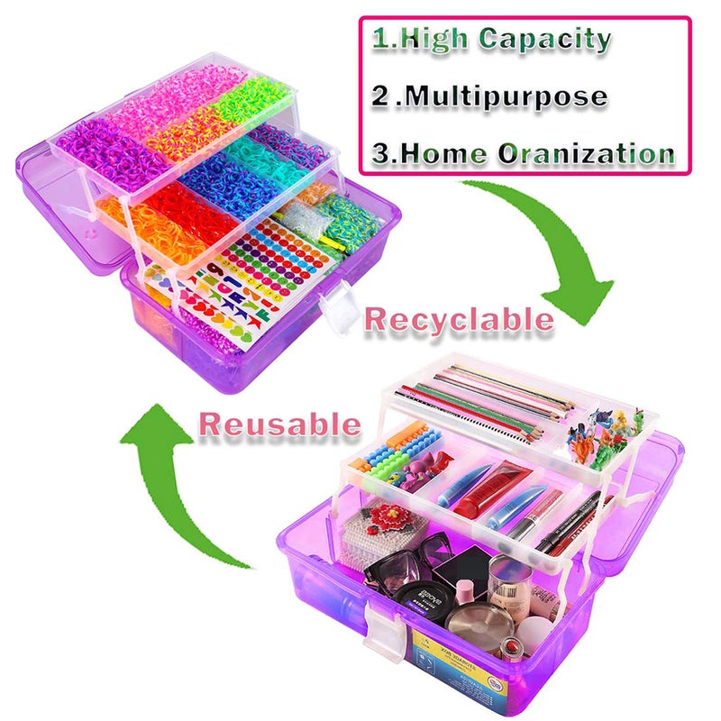 YITOHOP 15000+ Rubber Loom Bands, Mega Rubber Bands Bracelet Kit,Loom Bracelet Making Kit with 3 Layer Container,30 Colors,380 Beads,30 Charms,Clips, Hooks Tools for DIY Art Christmas Holiday Gift - Image 4